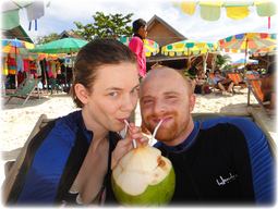 Drinking Coconut Milk in Thailand